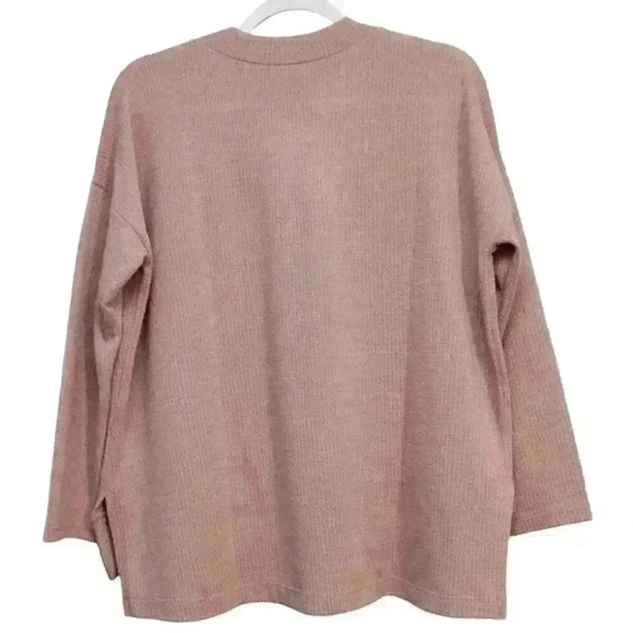 Clara Sun Woo Sweater Size Medium Dusty Pink V-Neck Oversized Boxy Lagenlook - Picture 7 of 11